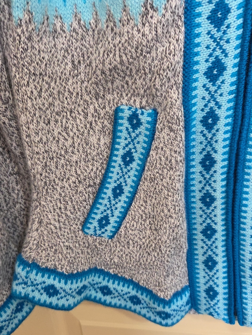 Alpaca Blue Patterned Hooded Women’s Sweater Jacket - Picture 8 of 10